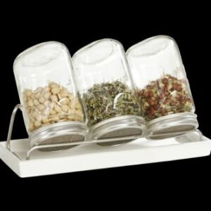 Eschenfelder 3er-Sprossen-System 1000 ml Glas, Weiß, Edelstahlring