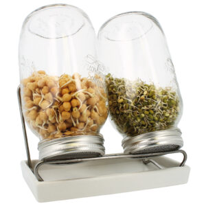 Eschenfelder 2er-Sprossen-System 1500 ml Glas, Weiß, Edelstahlring