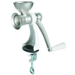 Mohnmühle, Gehäuse / Trichter Edelstahl, Fuß weiss